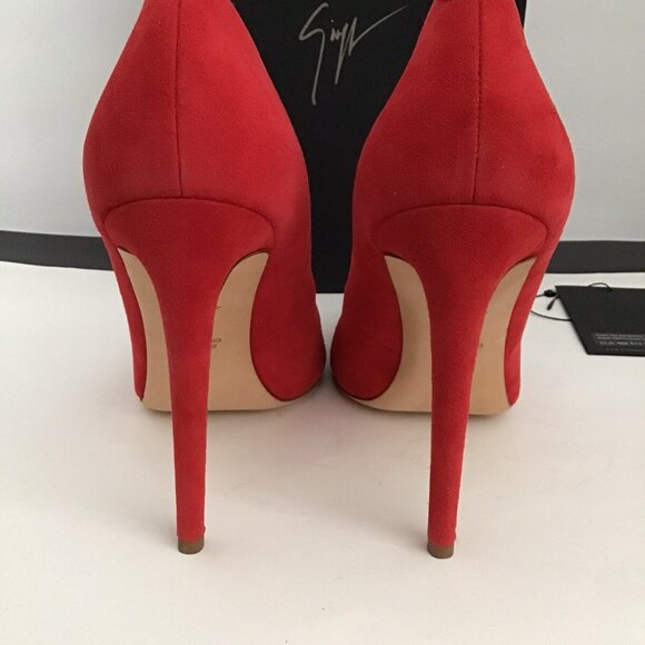 GIUSEPPE ZANOTTI Women's Bimba 110 High-Heel Stiletto Suede Red - Picture 8 of 11